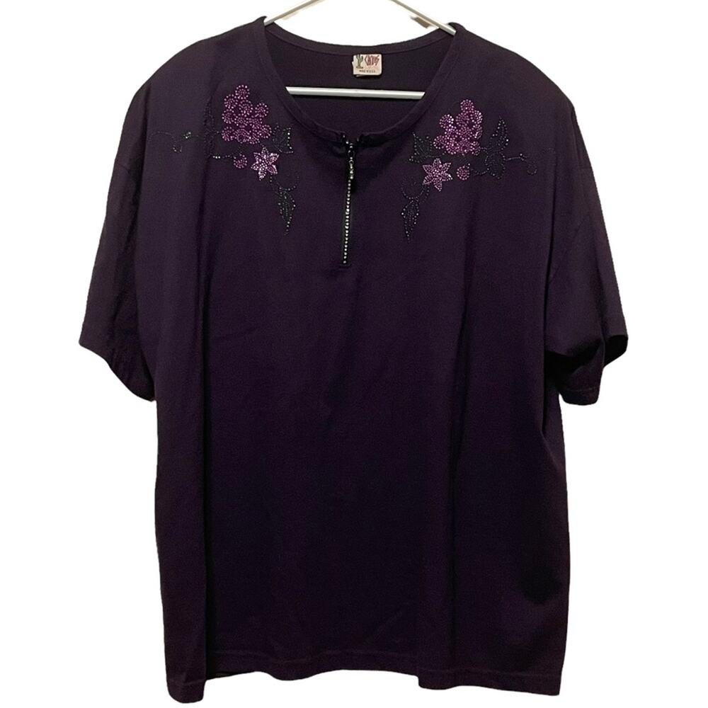 Vintage Cactus Embellished Shirt with Partial Zip
